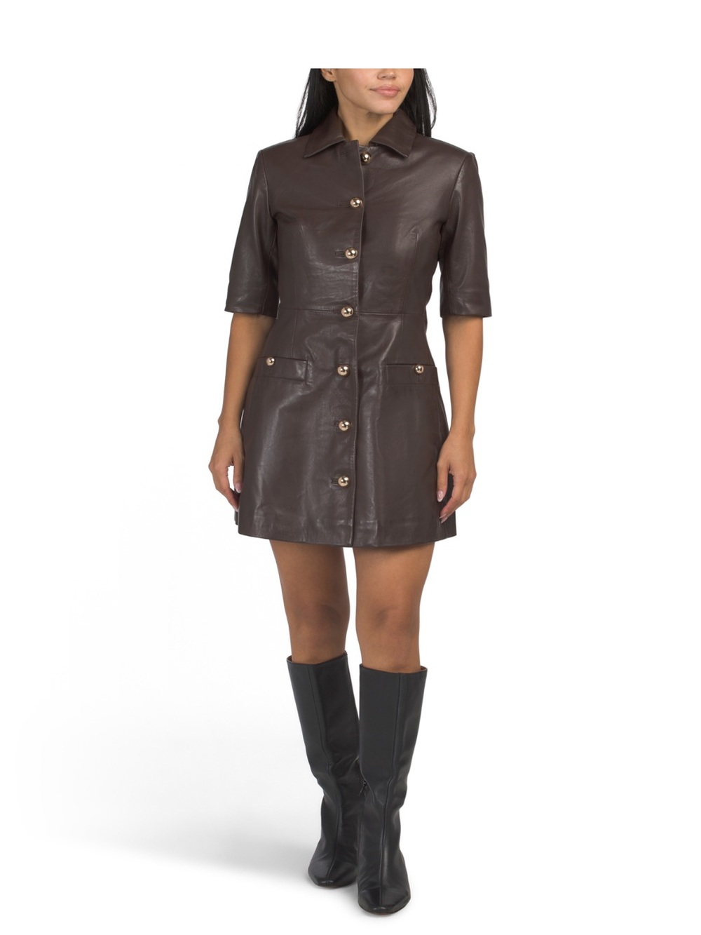 Bod & Christensen Bonnie Leather Dress Size 8 NWT